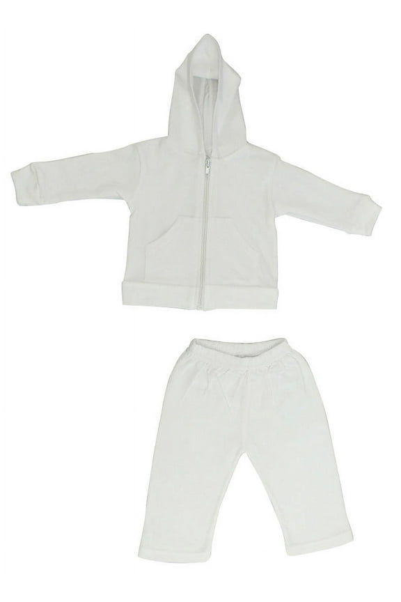 White Interlock Sweat Pants and Hoodie Set