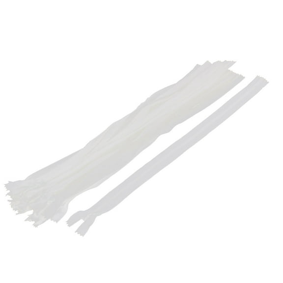 White Invisible Nylon Zips Zipper Fastener 14-inch 20 Pcs