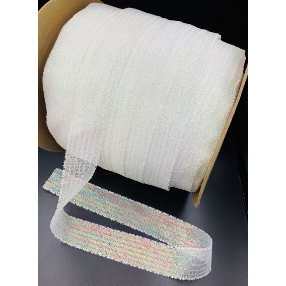 White Iridescent 1-3/8" Lace Pico Edge Insert - 10 Yards