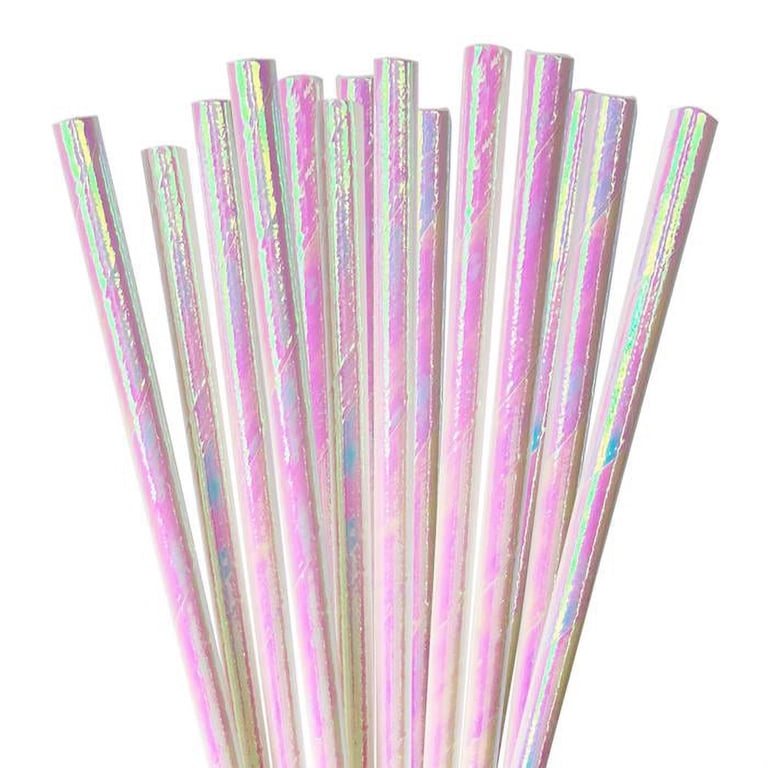 100-Count Rainbow Paper Drinking Straws - 7 Solid Colors, Disposable, Eco-Friendly, For Parties, Crafts, Drinks