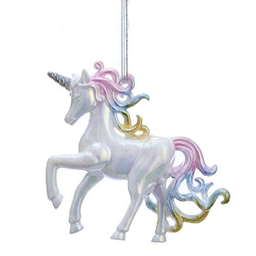 Set of 2 Iridescent Unicorn Acrylic Ornaments with Pastel Mane