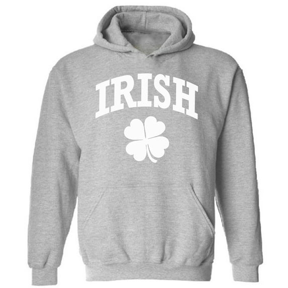 White Irish Clover Graphic Hoodie - St Patrick's Day Unisex Hoodie Sweater - Lucky Irish Gifts for Men for Women