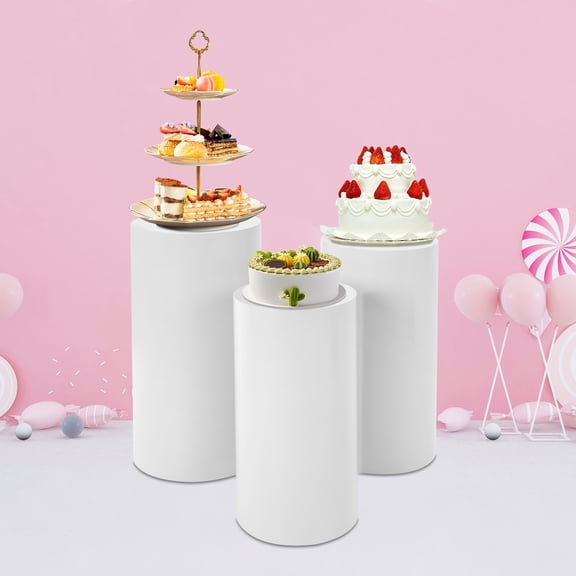 White Iron 3-piece Stand Three-piece Cylindrical Display Stand for Weddings or Banquets 3* Cylindrical Display Stands