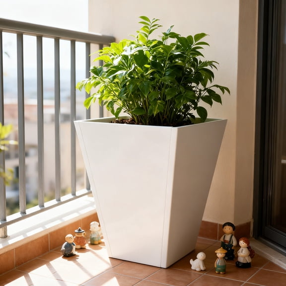 White Iron 50.8*55.8cm Conical Flowerpot Box With Drainage Hole Planting Box Bearing 150lbs