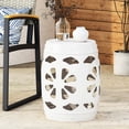 thumbnail image 1 of White Iron End Table with Floral Pattern | Perfect for Adding a Playful Touch | Ensures Long - Lasting Use, 1 of 4