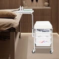 thumbnail image 1 of White Iron Nail Tools Cart 31x38x44cm Movable Storage Rack With Roller Seat, 1 of 10