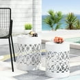 thumbnail image 1 of White Iron Outdoor Side Table Set, Overlapping Circle Pattern / Bring Elegance to Outdoor Spaces, 1 of 5