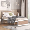 thumbnail image 1 of White Iron Platform Bed Frame Twin Size with Vintage Headboard and Footboard, Metal Twin Bed Frame Mattress Foundation with Strong Slat Support, 1 of 8
