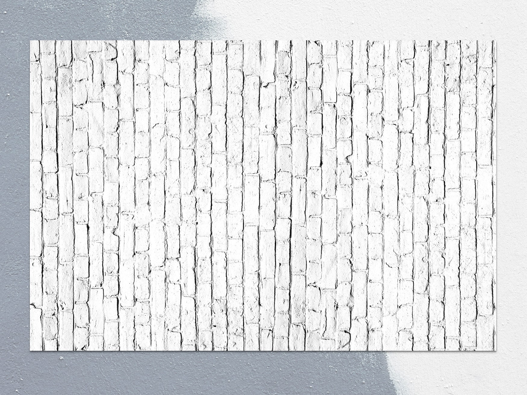 White Irregular Brick Rug Mat, White Floor Mat, Gray Rug, Stone Linoleum Rug, Decorative Mat