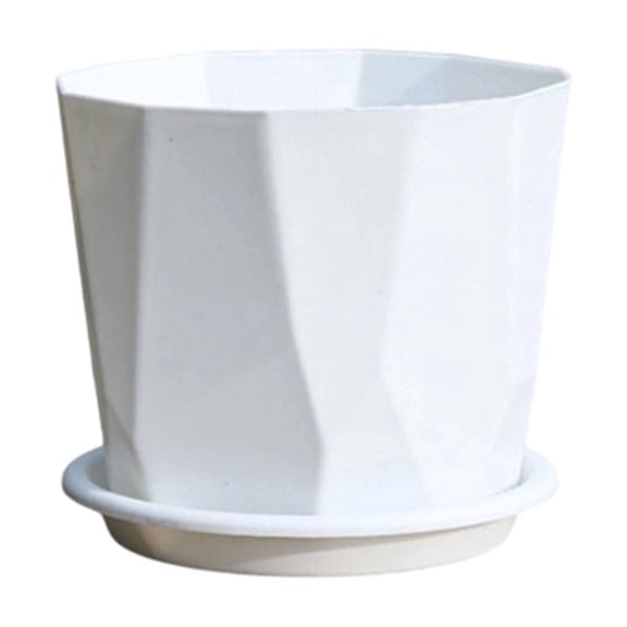 White Irregular Shape Flower Pot, Dual Tone Green White Finish, Compact Size for Cactus, Comes with Base Tray, Perfect for Office Cubicle Decor, Creative Housewarming Gift