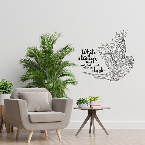 White Is Not Always Lioght And Black Is Not Always Dark Quote Bird Aztec Silhouette Vinyl Wall Art Sticker Decal Home Kids Kinder Nursery Room Study Room Boys Girls Wall Decor Design Size (20x20 inch)