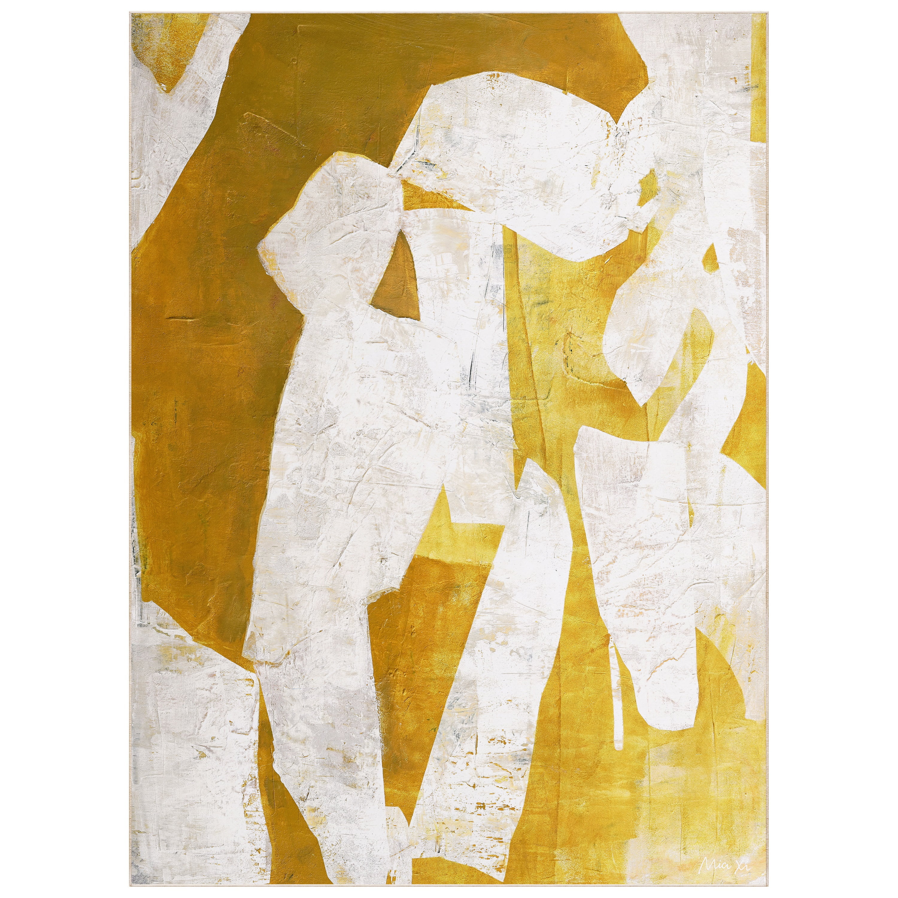 Large Black and Yellow Abstract Synthetic Area Rug