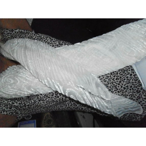 White Ivory Devore Polyester Viscose Burnout Velvet Scarf