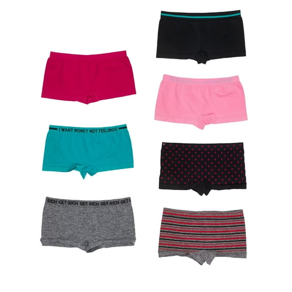 White Ivy 7 Pack Womens Boy Shorts Underwear, Assorted Booty Short Cut Boyshort Panties (Medium)