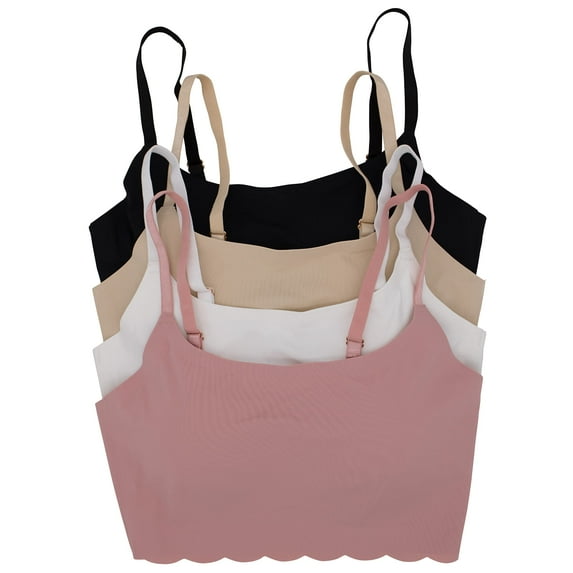 White Ivy Sport Bras Comfort Seamless Bra, Cross Back Adjustable Bralette Bra, Wireless Everyday Bras for Women A-C Cup 4 Pack Large