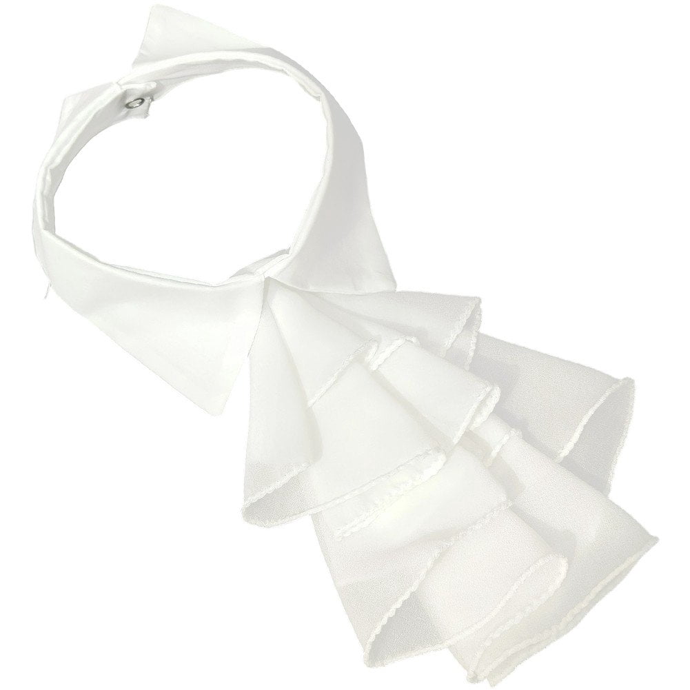 White Jabot Tie With Ruffled Victorian Colonial Neckwear False Collar ...