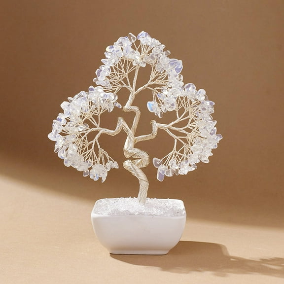 White Jade Chakra Tree of Life Crystal Tree for Positive Energy, Handmade Gemstone Tree, Money Tree Bonsai - Healing Crystals, Wealth & Good Luck Stones Spiritual Gift