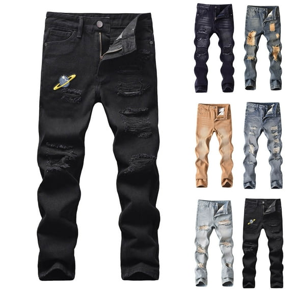 White Jeans For Boys Boy's Ripped Jeans Stacked Destroyed Distressed Skinny Fit Fashion Comfy Denim Jeans Pants Pants For Teens Jeans