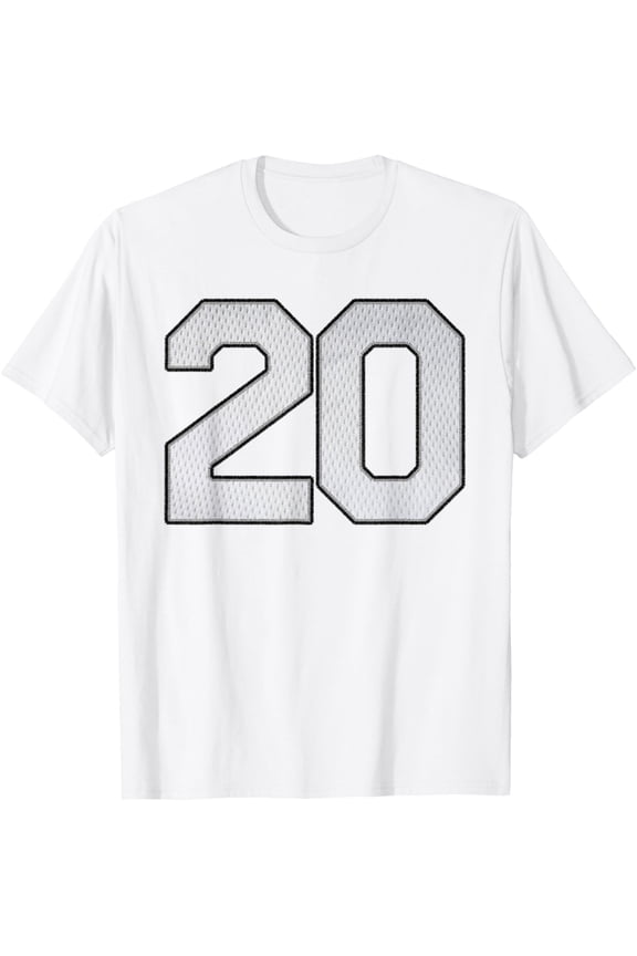 White Jersey Number 20 Athlete Sports Supporter Fanwear T-Shirt