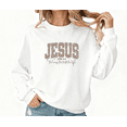 thumbnail image 1 of White Jesus Leopard Print John 14:6 Crewneck Christian Faith Religious Belief Inspirational Message Casual Wear Tops S-3XL, 1 of 5