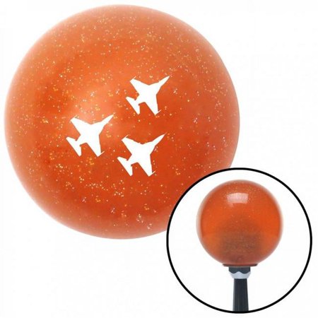 White Jet Formation Orange Metal Flake Shift Knob with M16 x 1.5 Insert Shifter Brody