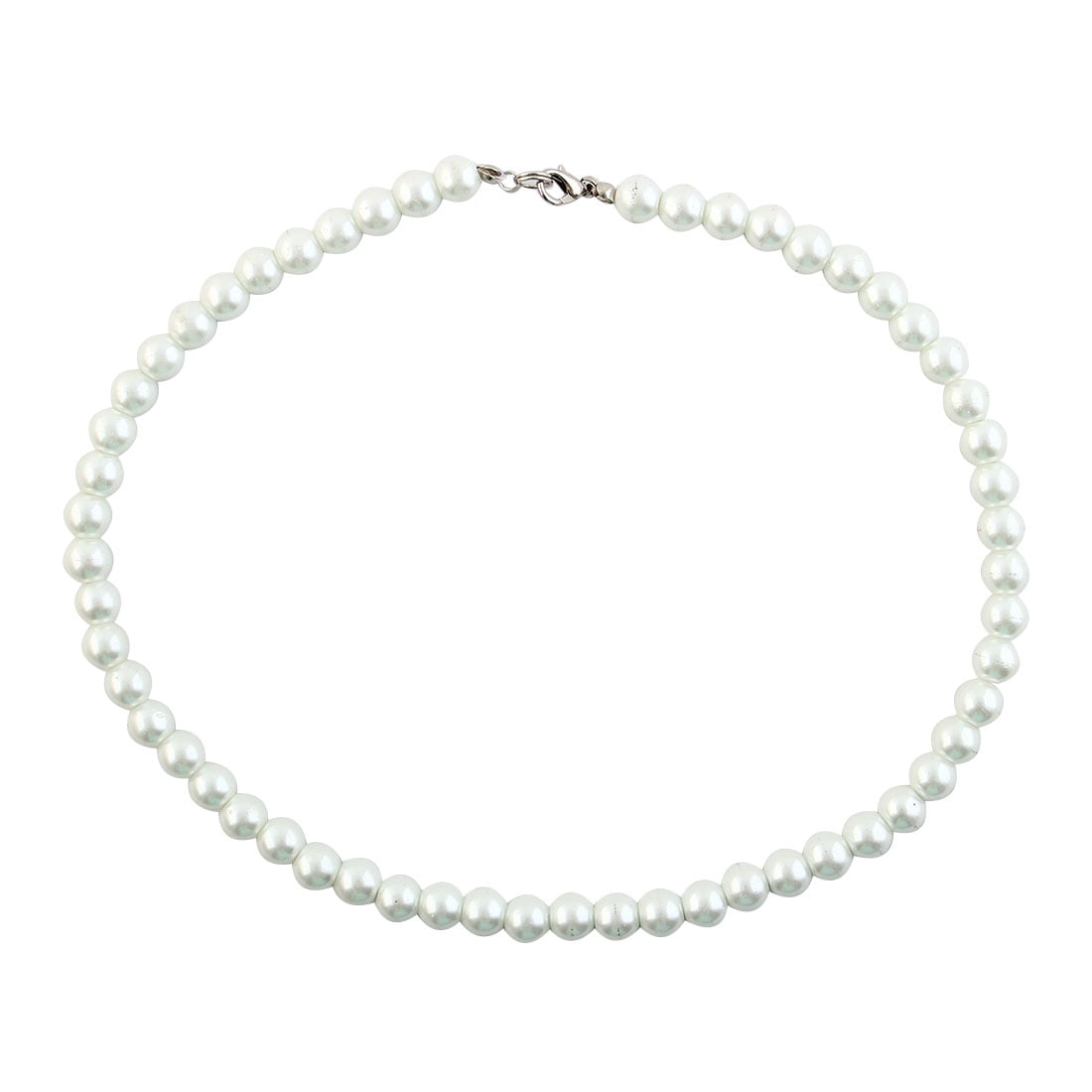 White Faux Pearl Round Beaded Necklace for Lady