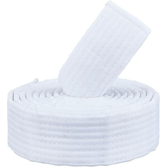 White Jiu Jitsu Belts Polyester Martial Arts Belt Judo Karate TKD Aikido Uniform Ranking Belt Long Soft Universal Fit Adult Belts for Taekwondo Hapkido Sports Training Equipment 7.21ft