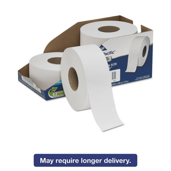 White Jumbo Bathroom Tissue, Septic Safe, 2-Ply, 3 .5 X 1000 Ft, 4/Carton