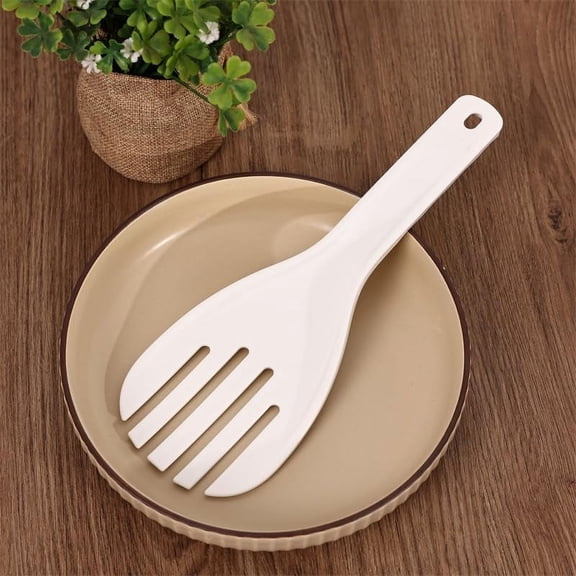 White Jumbo Large Plastic Rice Paddle Spatula Scoop Fork-Like Serving Spoons