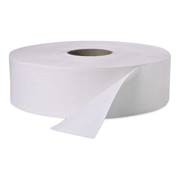 White Jumbo Roll Bath Tissue, 9" dia, 1000 ft - 12 jumbo rolls of bathroom tissue.