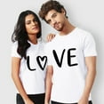 thumbnail image 1 of White Juniors Tops, Short Sleeve Lightweight Button Down Shirt Women, Valentine's Day Polyester Athletic Tops, Men And Women With Valentine's Day Love Printed Couple T Shirt Top, 1 of 6