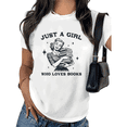 thumbnail image 1 of White Just A Girl Who Loves Books Tshirt Pattern Tees Literary Lover Gift S-5XL Tops, 1 of 5
