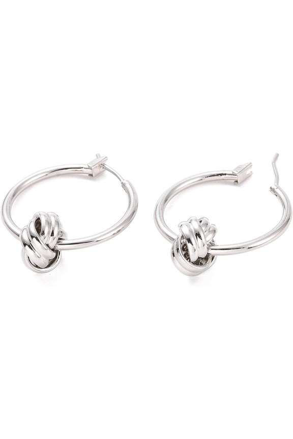 White K Plated Copper Hoop Earrings Geometric Round Ball Design Fashionable and Elegant Jewelry for Women Lightweight and Comfortable for Daily Wear Silver DIY