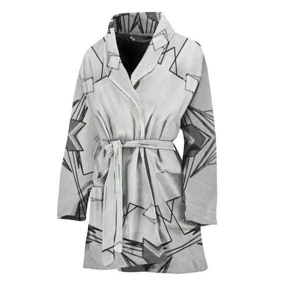 White Kaleidoscope Women Bathrobe One Size Univeral Fits Fashion Lightweight Plush Fleece Long Robe For Women