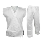 White Karate Sleeveless Uniform Gi, Martial Arts Kimono Open Karate Taekwondo Set 3