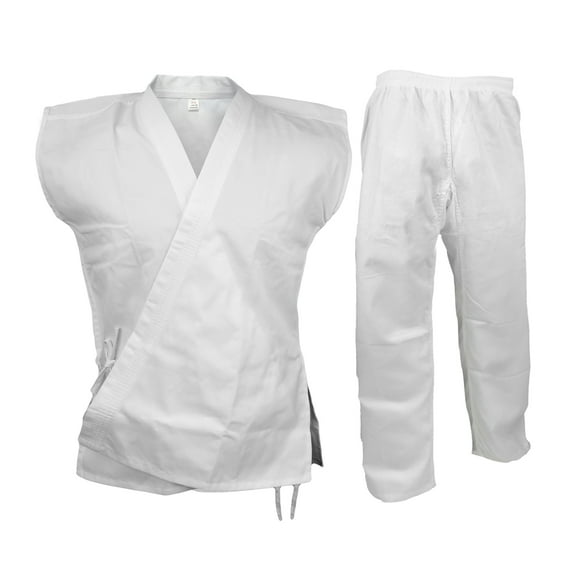 White Karate Sleeveless Uniform Gi, Martial Arts Kimono Open Karate Taekwondo Set (6)