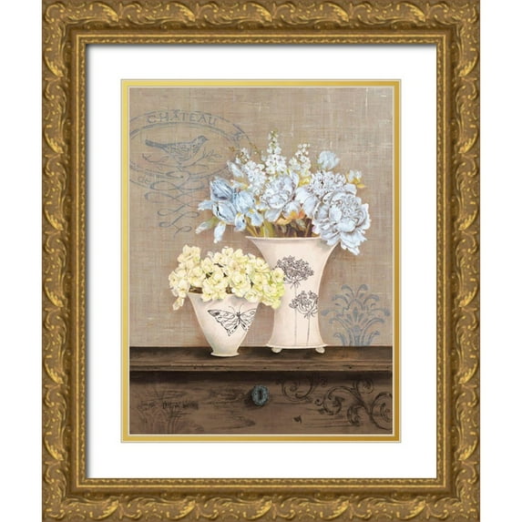 White, Kathryn 12x14 Gold Ornate Wood Framed with Double Matting Museum Art Print Titled - Chateau Chocolat In Cream