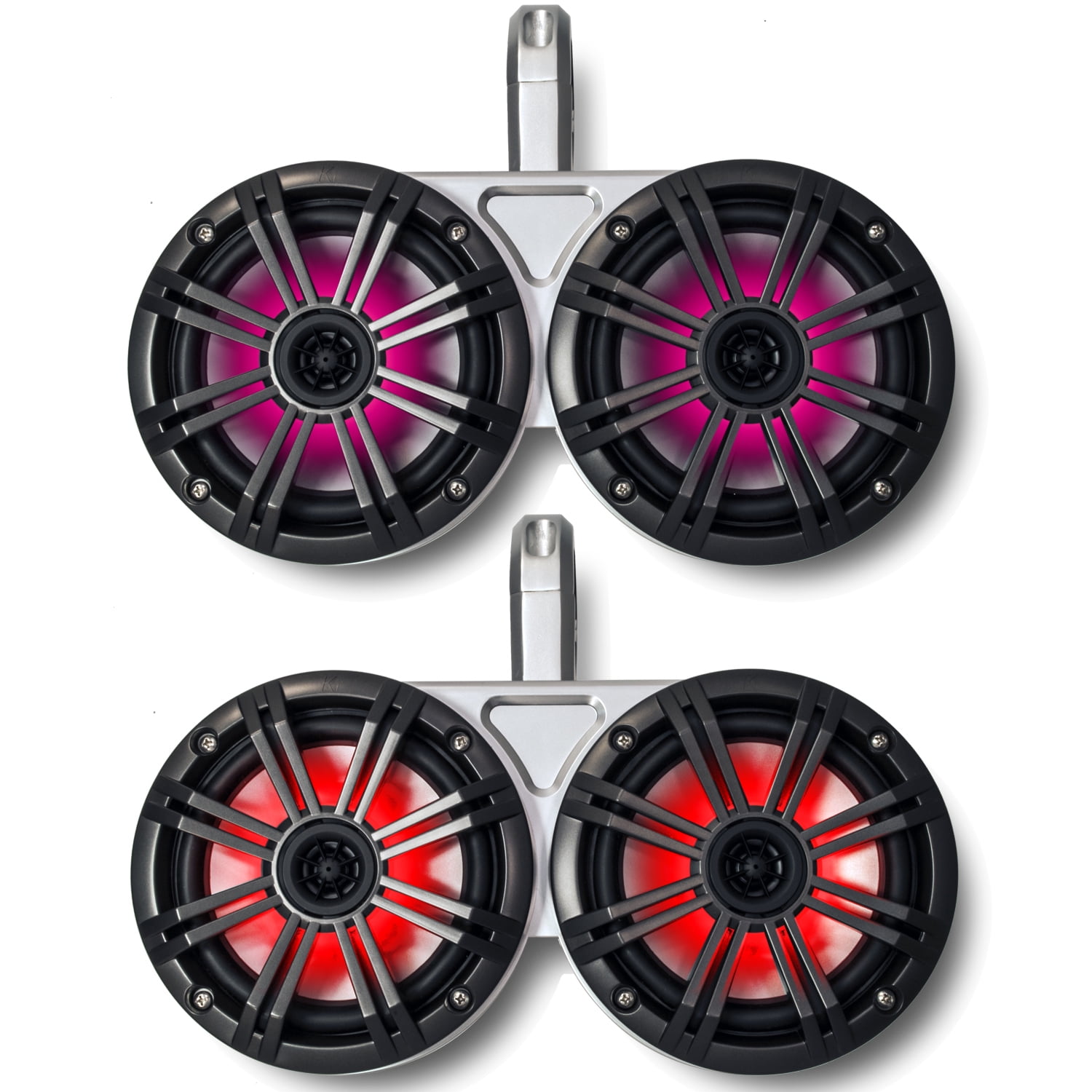 White Kicker Dual Wake Tower System with Kicker Charcoal 6.5" Marine