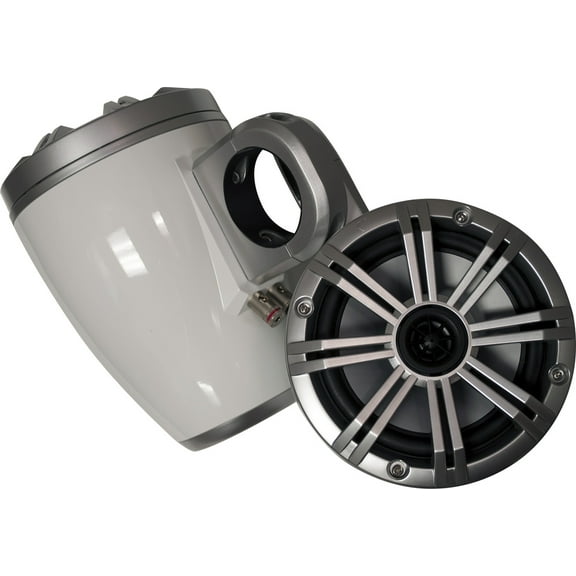 White Kicker Wake Tower System with Silver Kicker 6.5" Marine Speakers