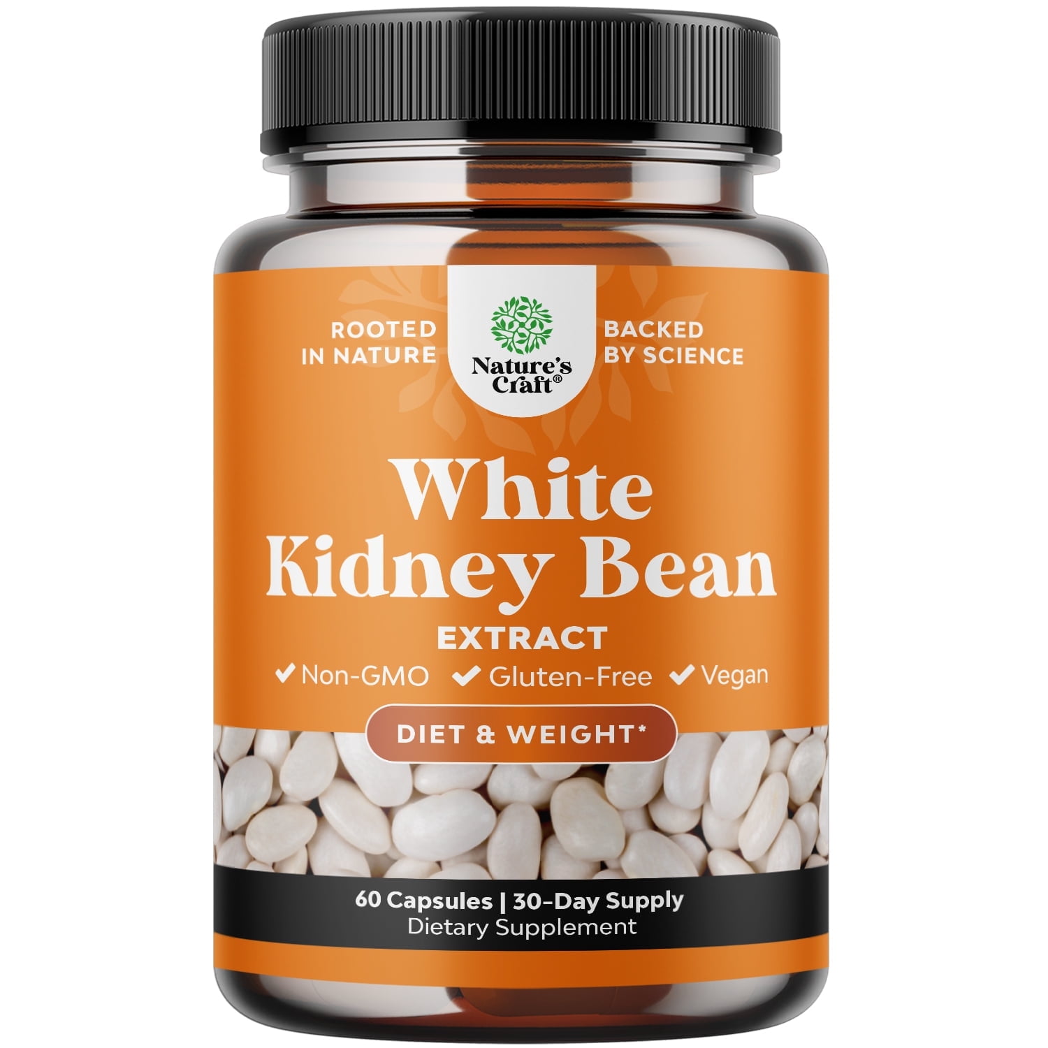 White Kidney Bean Carb Blocker Weight Loss Formula - Nature's Craft 60ct White Kidney Bean Extract Supplement - Lose Belly Fat, Suppress Appetite, Boost Energy