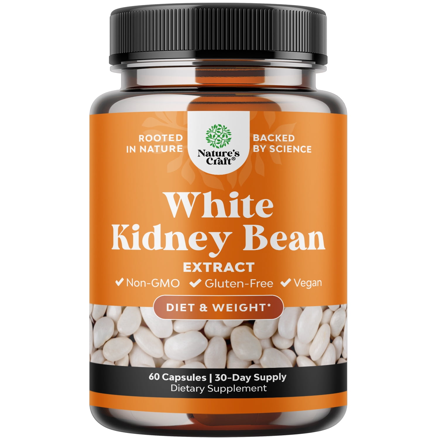 White Kidney Bean Carb Blocker Weight Loss Formula - Nature's Craft 60ct White Kidney Bean Extract Supplement - Lose Belly Fat, Suppress Appetite, Boost Energy