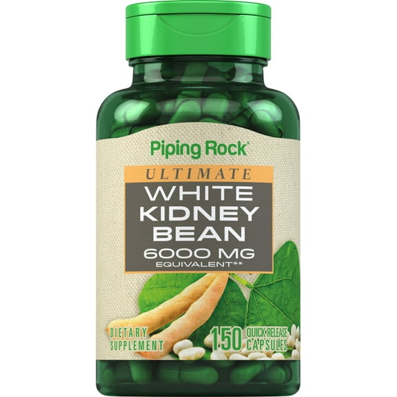 White Kidney Bean Extract | 6000mg | 150 Capsules | Non-GMO & Gluten Free Extract | By Piping Rock