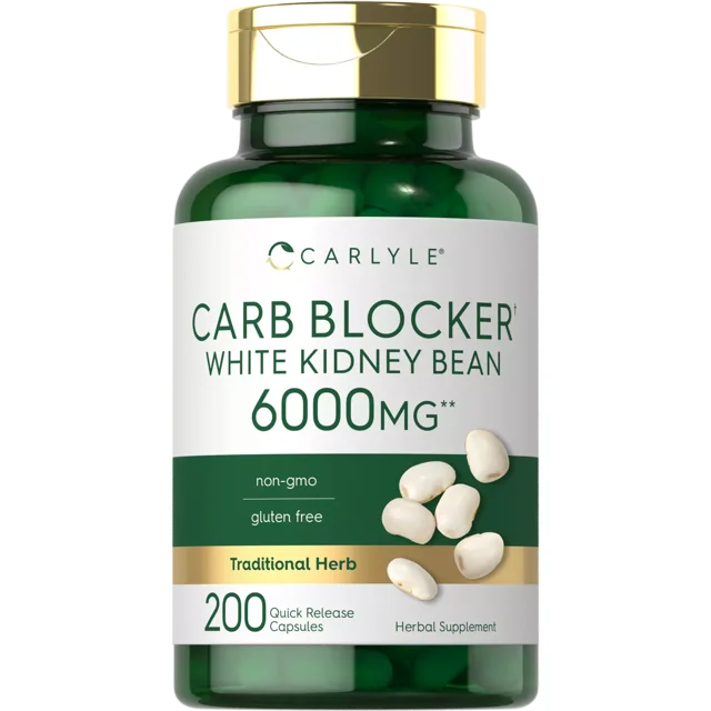 White Kidney Bean Extract Carb Blocker 6000mg 200 Capsules by