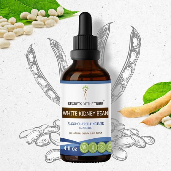 Secrets Of The Tribe White Kidney Bean Tincture Dietary Supplement, Natural Herbal Extract for Weight Support, White Kidney Bean (Phaseolus vulgaris) Dried bean, Alcohol-Free Extract, Drops 4 oz