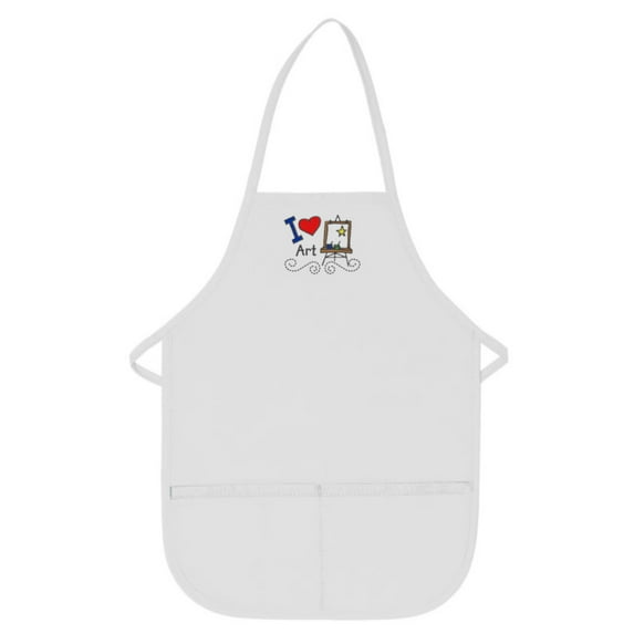 White Kids Art Smock with I Love Art Design by My Little Doc XL