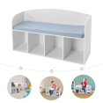 thumbnail image 1 of White Kids Bookshelf with Reading Nook, Bookshelf with Soft Cushion, Storage Bench with Book Rack 4 Storage Compartments, 1 of 14
