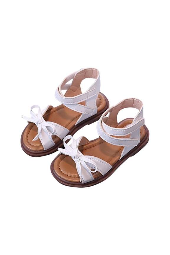White Kids Casual Sandals With Breathable Material And Adjustable Strap For All-Day Comfort