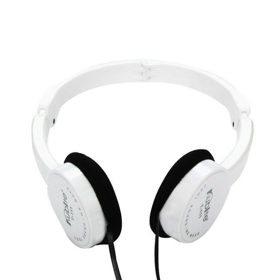 White Kids Foldable Stereo Headphones Wired On Ear Headset Safe Volume Lightweight White #6311K