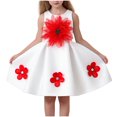 thumbnail image 1 of White Kids Girl Dress Sleeveless Floral with 3D Flowers, Holiday Party & Special Occasion Dress for Little Girls, Pullon Church Easter or Playdate Outfit,Size 12-18 M, 1 of 8