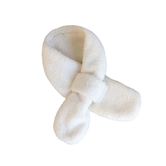 White Kids Solid Color Scarf With Fleece For Winter Sports And Use With Free Size Length 76 Cm